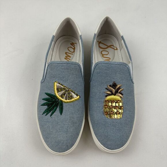 Sam Edelman Evelina Pineapple Sequin Slip On Sneaker Embellished Blue Size 10 M - Picture 4 of 8